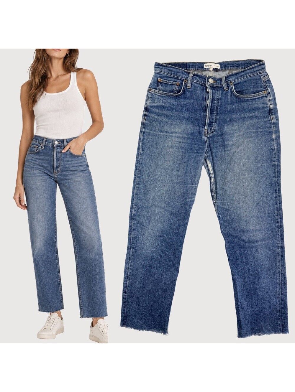 RE/DONE 70s High Rise Stove Pipe Jeans Dark Blue 29